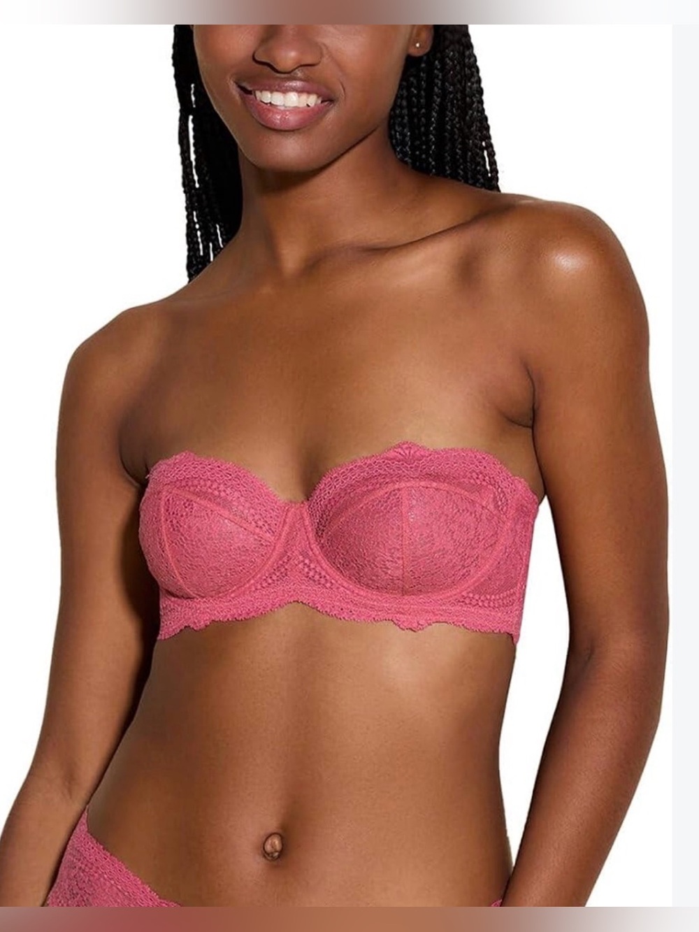 Cosabella Forte Lace Strapless Balconette Bra in Rose - NWT - 34B